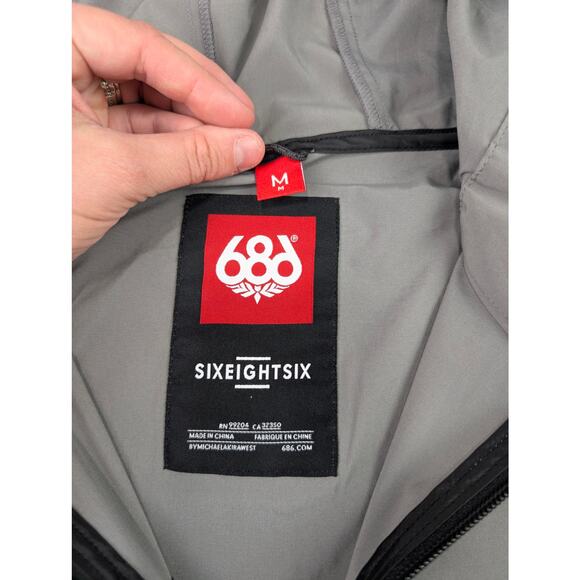 686 Men's Medium UNIX Full Zip Shell Jacket - Light Gray - Picture 6 of 10